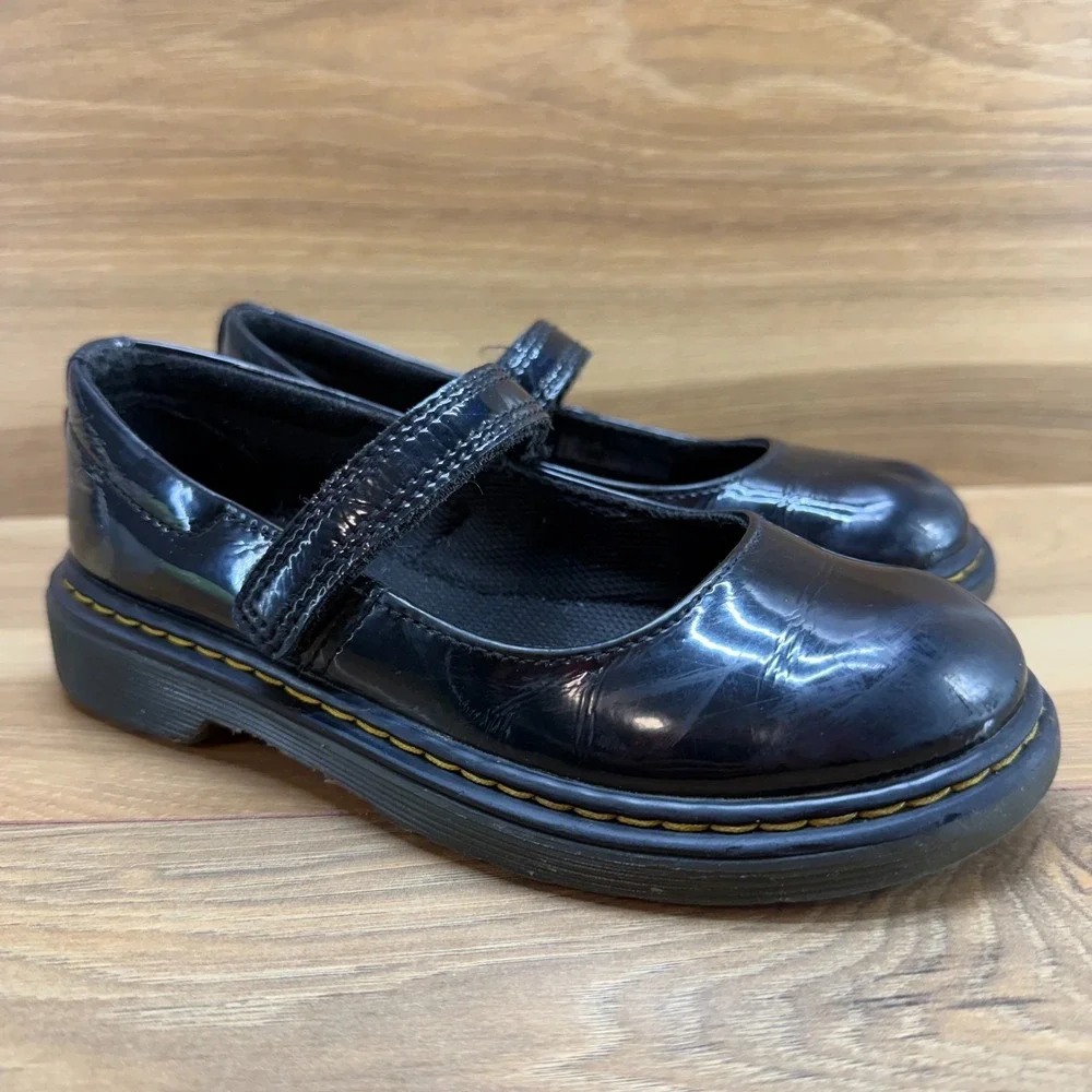 Dr Martens Maccy Mary Janes Girls Size 2 Black Patent Leather Flats‎